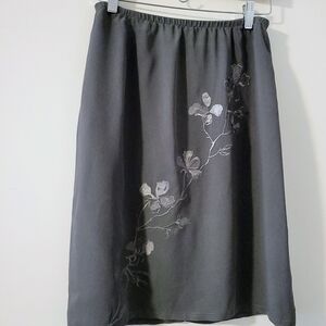 J. Jill Chic Light Gray Floral Skirt